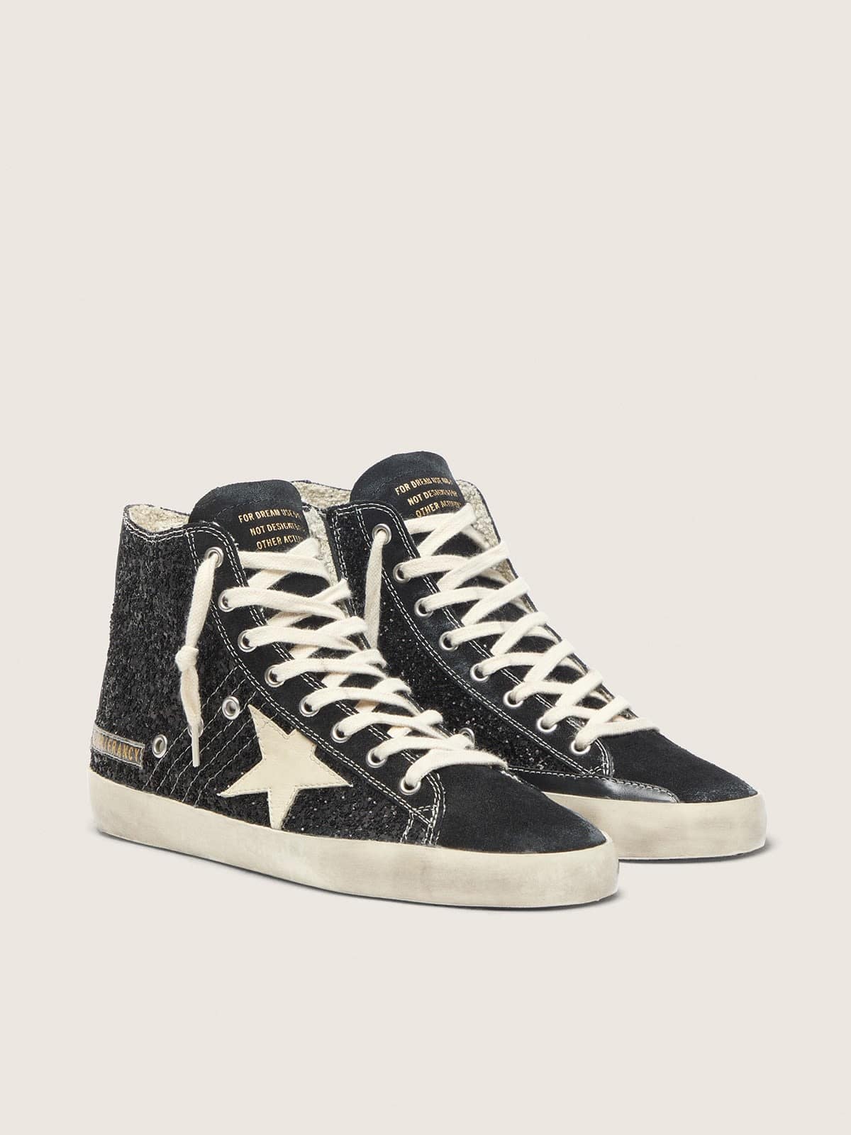 Golden Goose Francy Penstar  in Glitter con Stella Avorio e Talloncino Nero