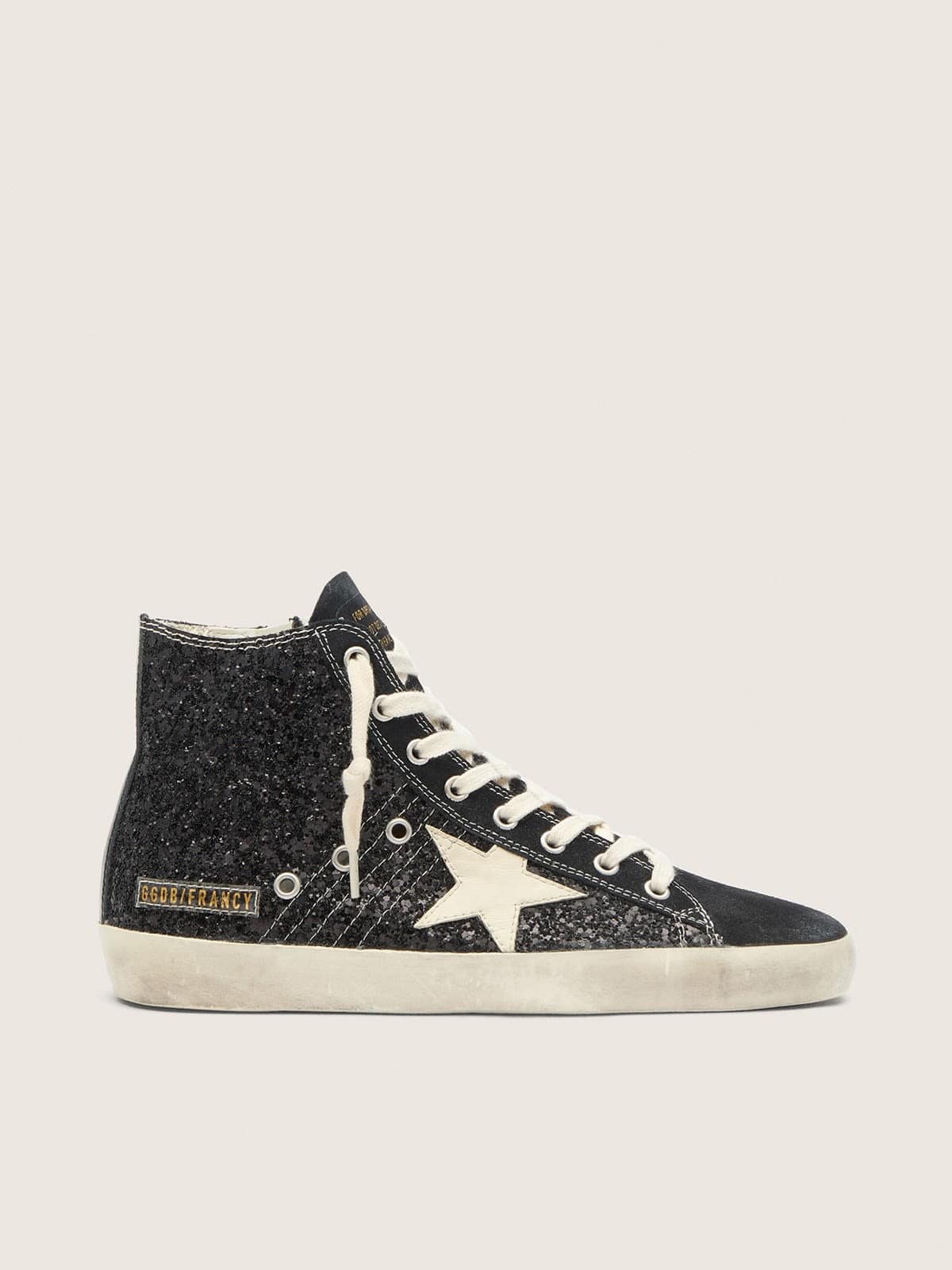 Golden Goose Francy Penstar  in Glitter con Stella Avorio e Talloncino Nero
