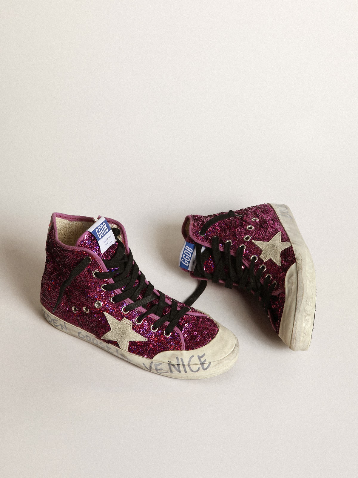 Golden Goose Sneakers Francy con Paillettes e Scritta a Mano Sulla Suola