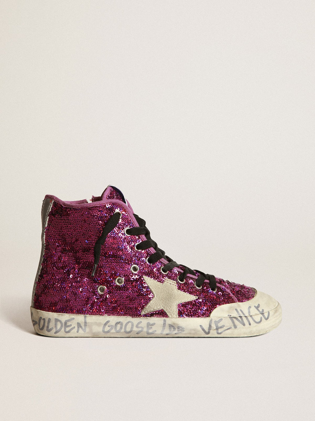 Golden Goose Sneakers Francy con Paillettes e Scritta a Mano Sulla Suola