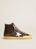 Golden Goose Francy Penstar in Glitter Marroni con Stella in Pelle Bianca