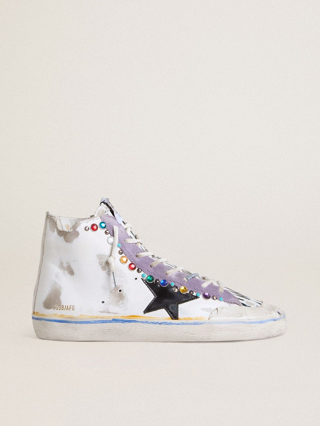 Golden Goose Francy Penstar Donna Lab con Stella in Pelle Nera e Borchie Multicolori