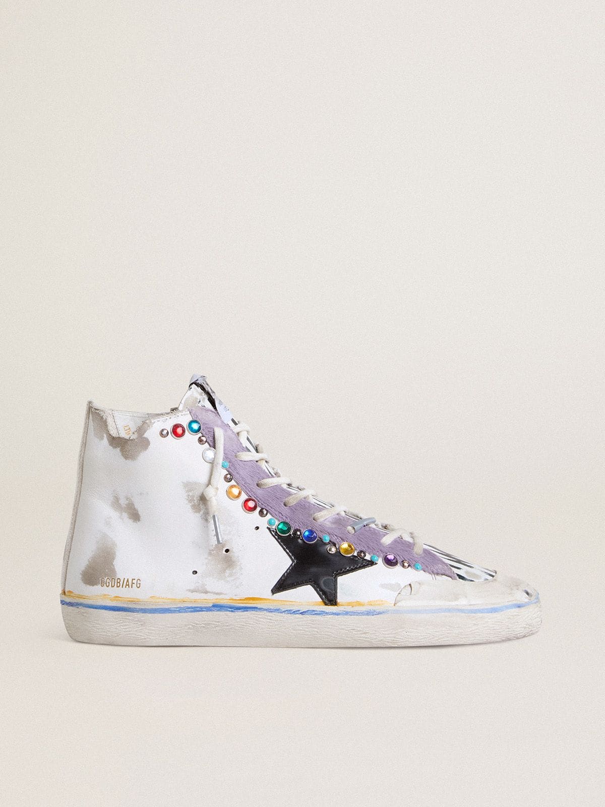 Golden Goose Francy Penstar Donna Lab con Stella in Pelle Nera e Borchie Multicolori