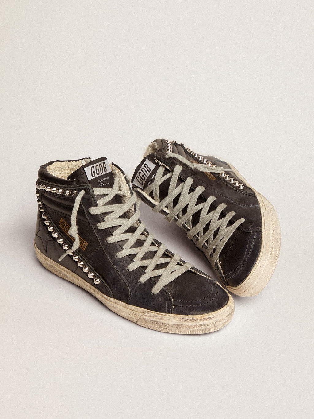 Golden Goose Slide Donna di Colore Nero con Borchie