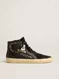 Golden Goose Slide in Pelle con Stella Nera e Virgola in Cristalli Swarovski