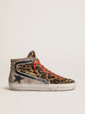 Golden Goose Slide Donna Ltd in Cavallino Leopardato con Stella e Virgola in Pelle Laminata