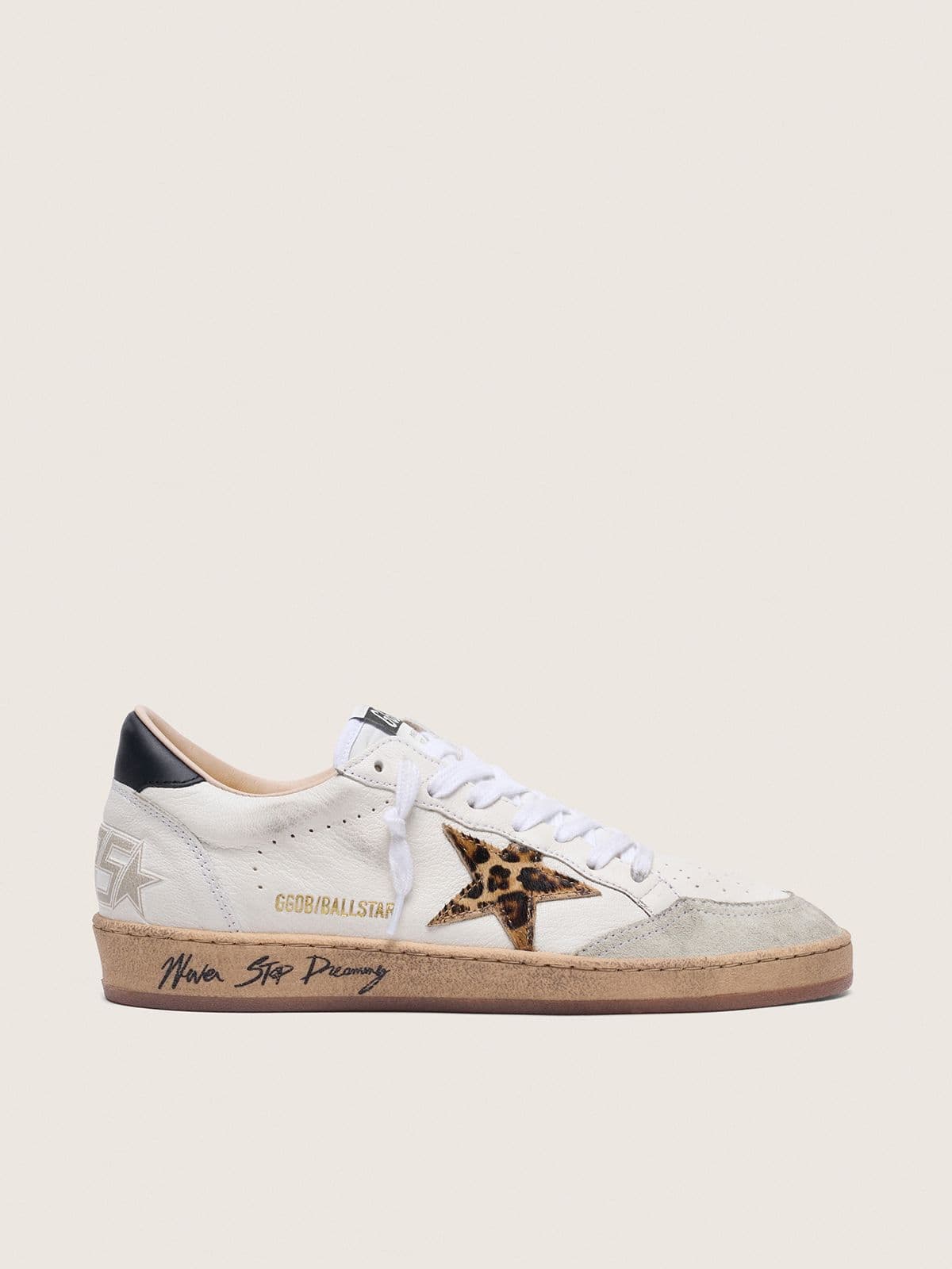 Golden Goose Ball Star Donna con Stella in Cavallino Leopardato e Talloncino Nero
