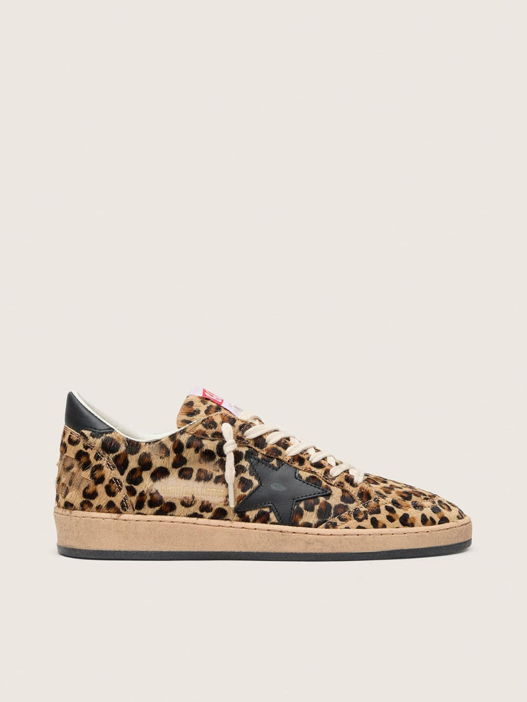 Golden Goose Ball Star Donna in Cavallino Leo con Stella e Talloncino in Pelle Nera