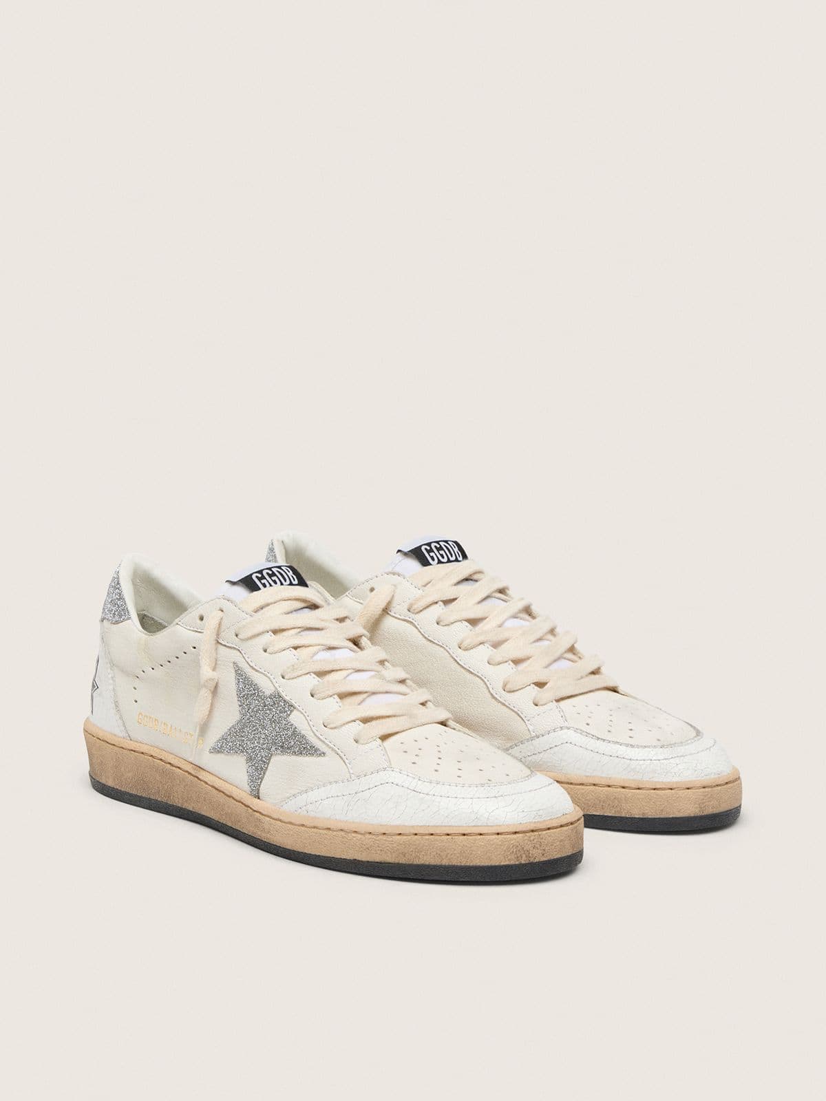 Golden Goose Ball Star Bianca con Stella e Talloncino in Cristalli Swarovski