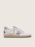 Golden Goose Ball Star Donna in Nappa con Stella e Talloncino Glitter Argento