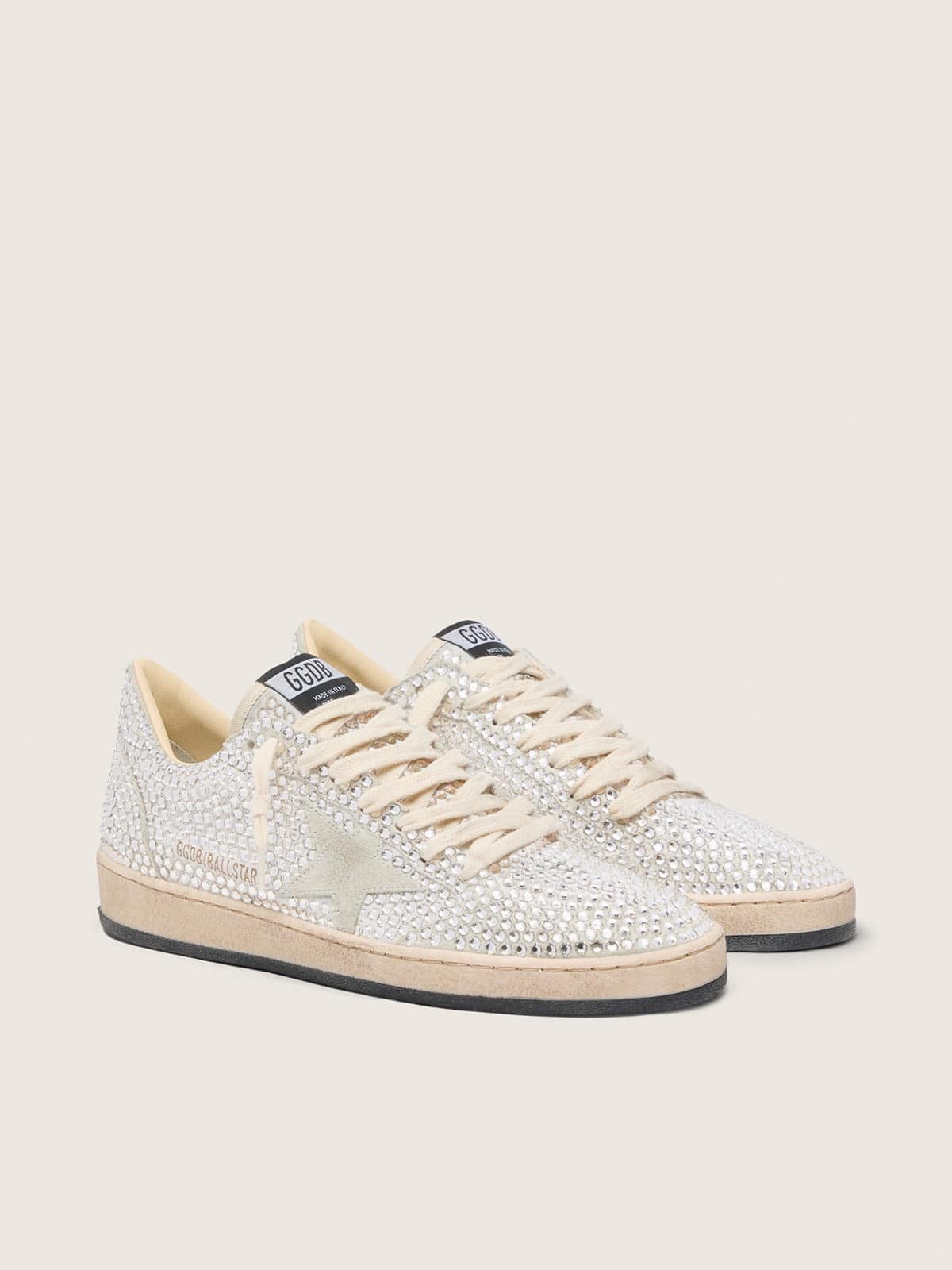 Golden Goose Ball Star Donna  con Cristalli Swarovski e Stella in Suede Grigio
