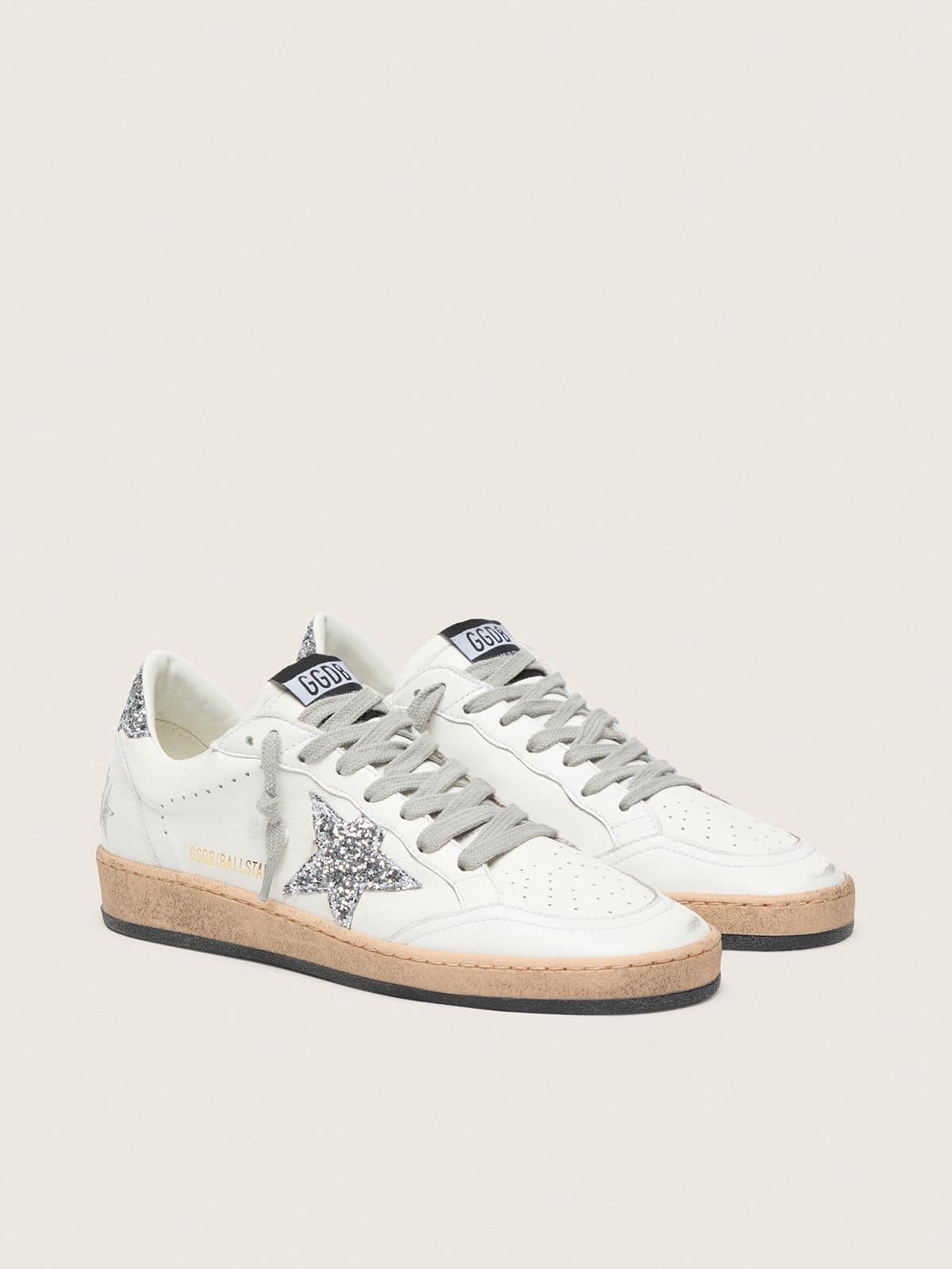 Golden Goose Ball Star Wishes Donna in Nappa con Stella e Talloncino Glitter