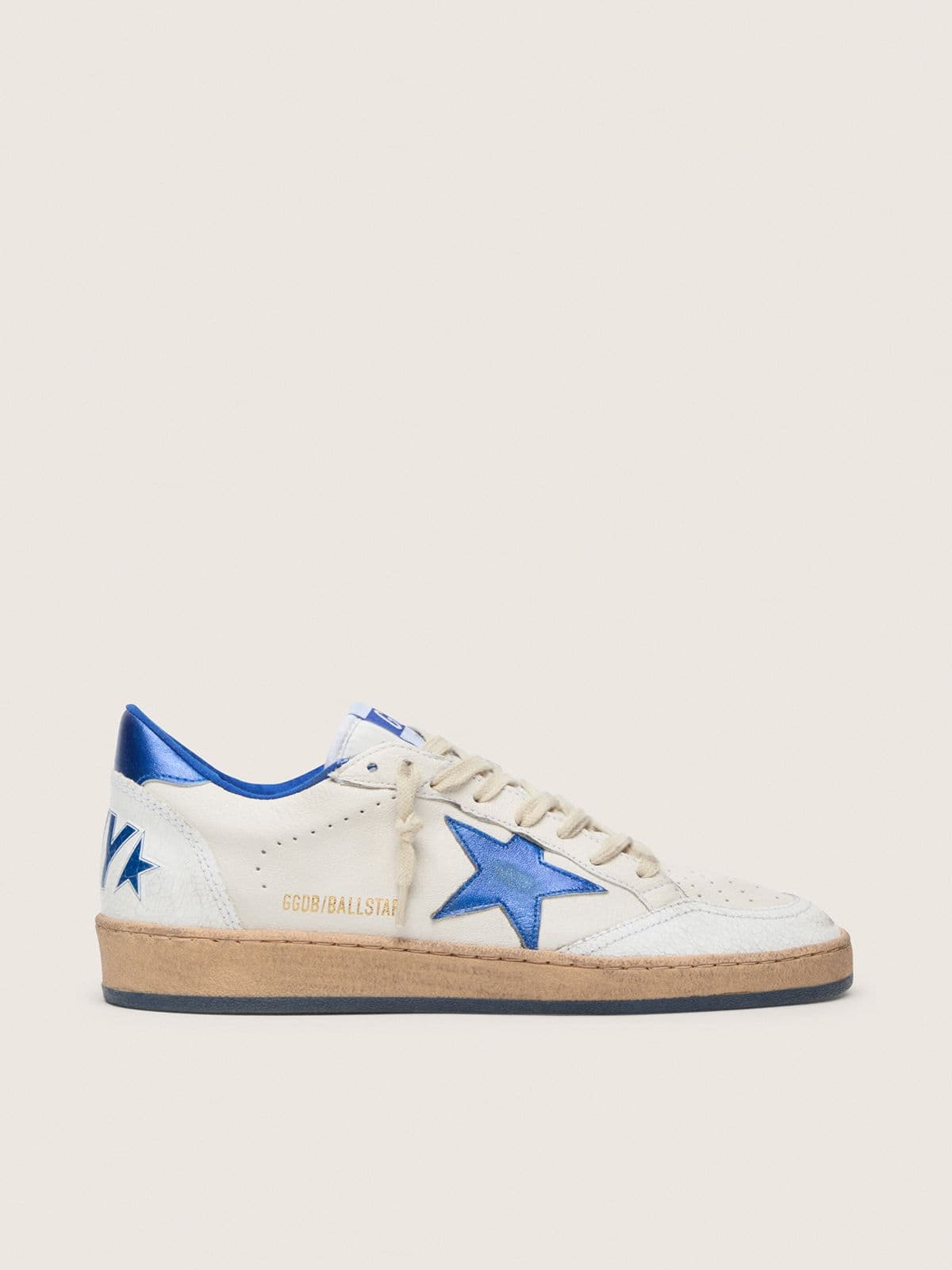 Golden Goose Ball Star Wishes Donna in Nappa Bianca con Stella e Talloncino Bluette