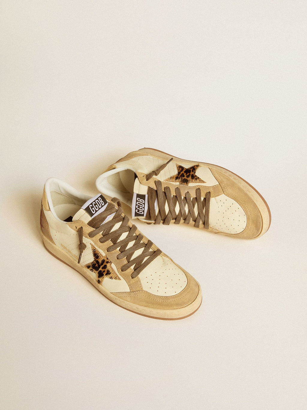 Golden Goose Ball Star Donna in Nappa e Suede con Stella in Cavallino e Talloncino Laminato