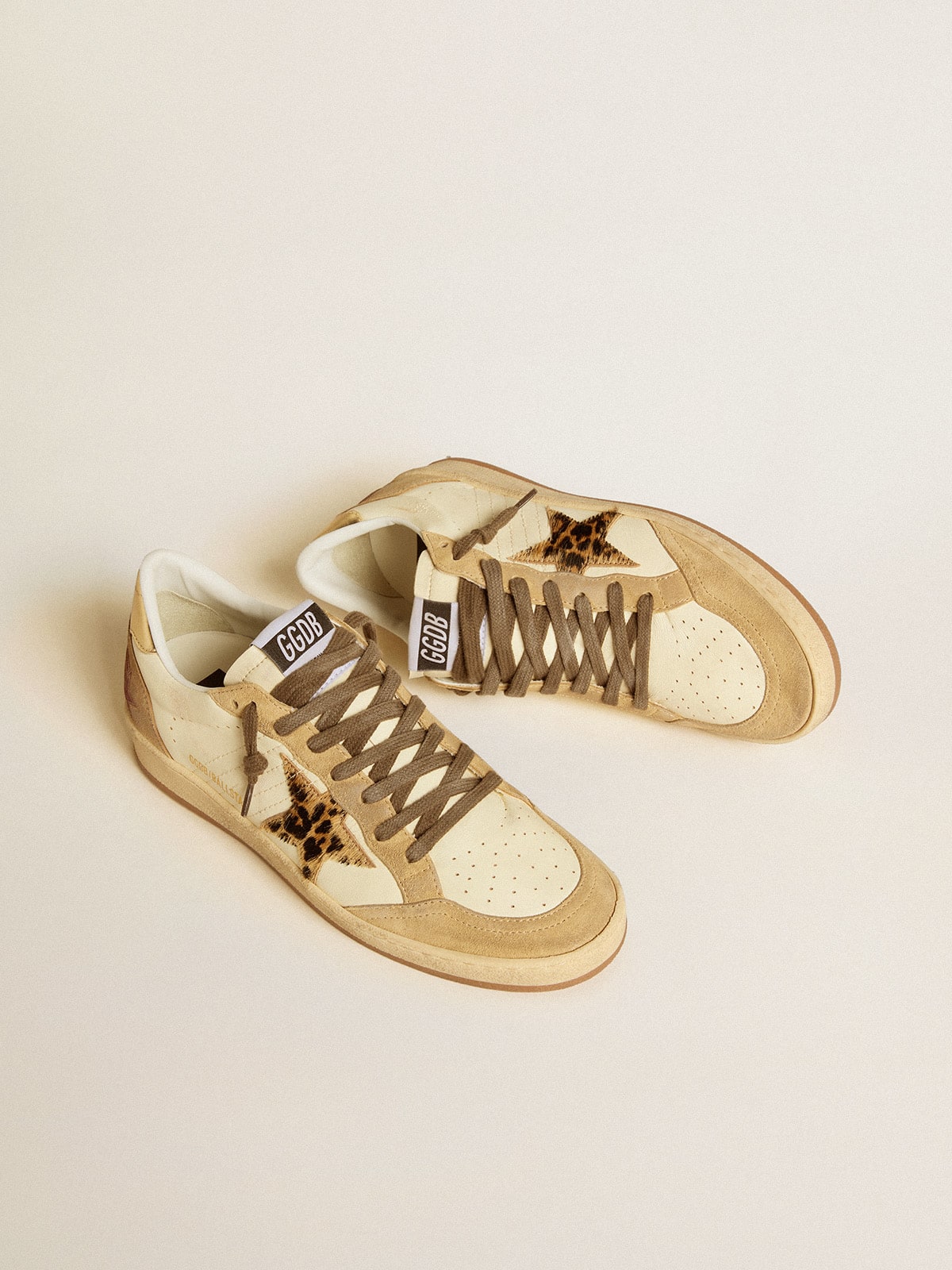 Golden Goose Ball Star Donna in Nappa e Suede con Stella in Cavallino e Talloncino Laminato