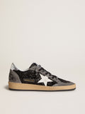 Golden Goose Ball Star Donna in Glitter con Stella in Pelle e Talloncino in Pelle Laminata