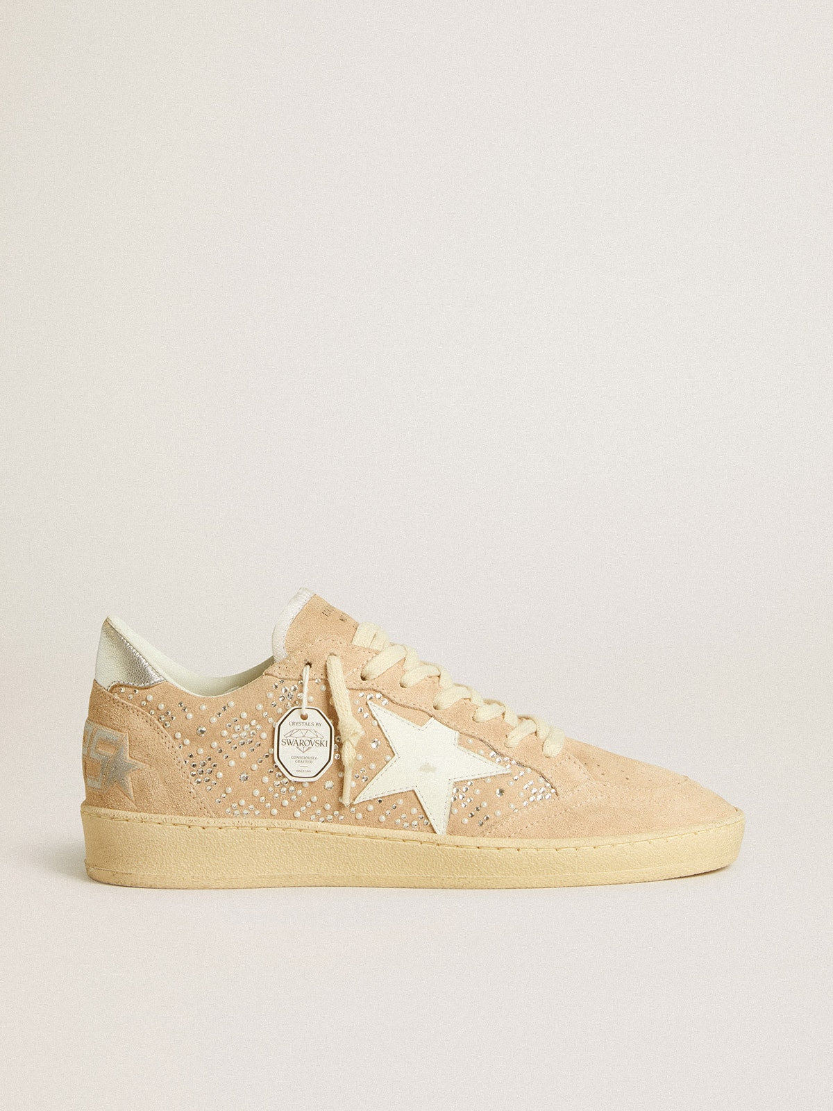 Golden Goose Ball Star in Suede con Cristalli Swarovski e Stella in Pelle e Talloncino Laminato