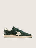 Golden Goose Ball Star Donna in Suede Verde con Stella e Talloncino in Pelle Bianca