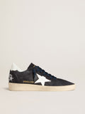 Golden Goose Ball Star Donna in Suede Blu Scuro con Stella e Talloncino in Pelle