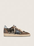 Golden Goose Ball Star Donna Lab in Velluto Matelass  Marrone con Strass e Stella in Pelle Nera