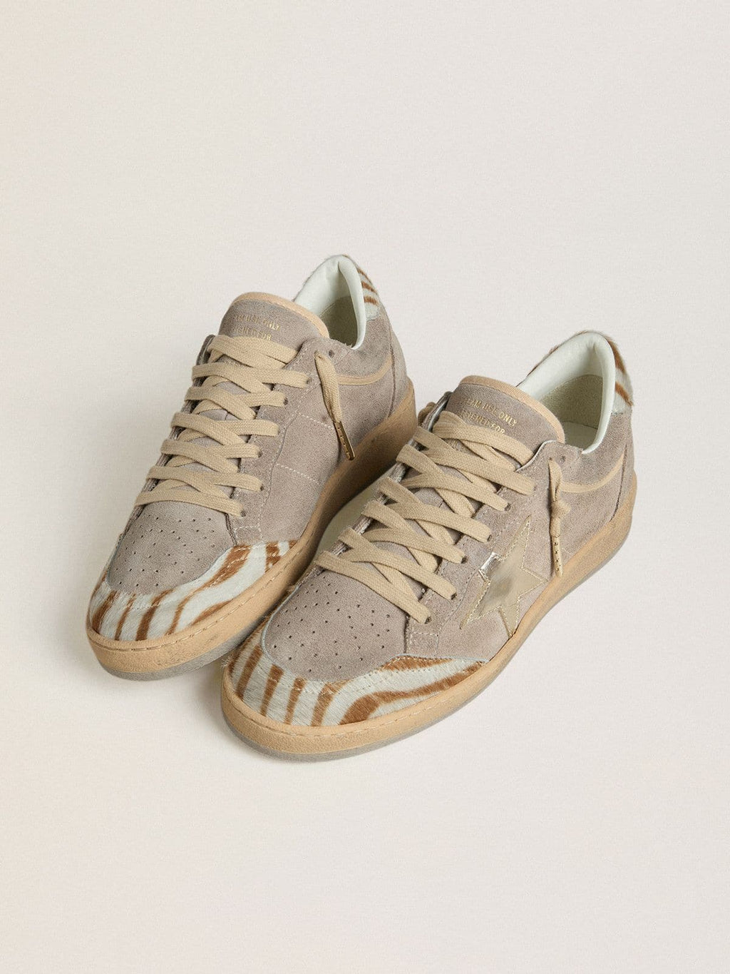 Golden Goose Ball Star Donna Ltd in Suede con Stella in Pelle Laminata e Talloncino in Cavallino Zebrato