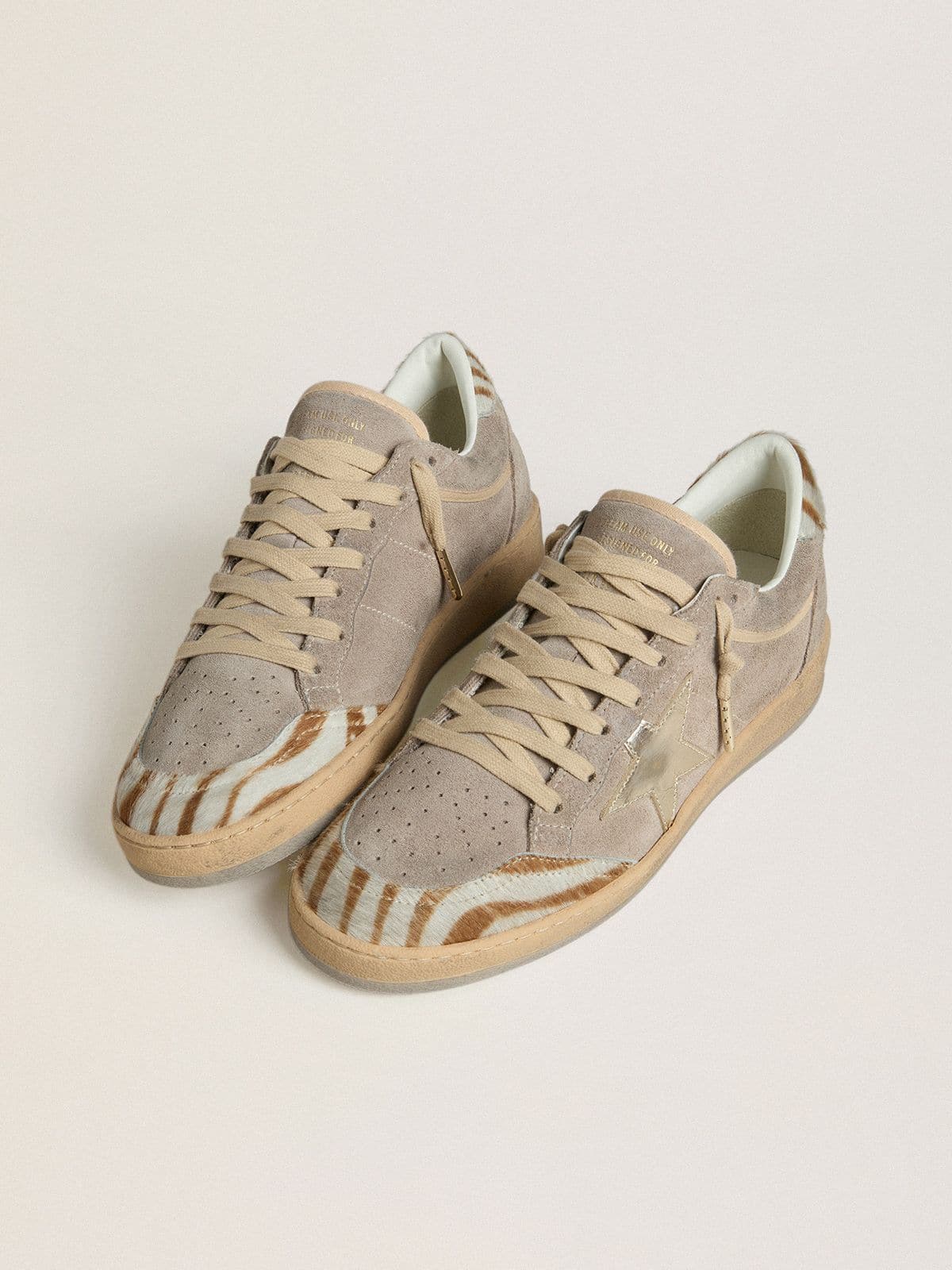 Golden Goose Ball Star Donna Ltd in Suede con Stella in Pelle Laminata e Talloncino in Cavallino Zebrato