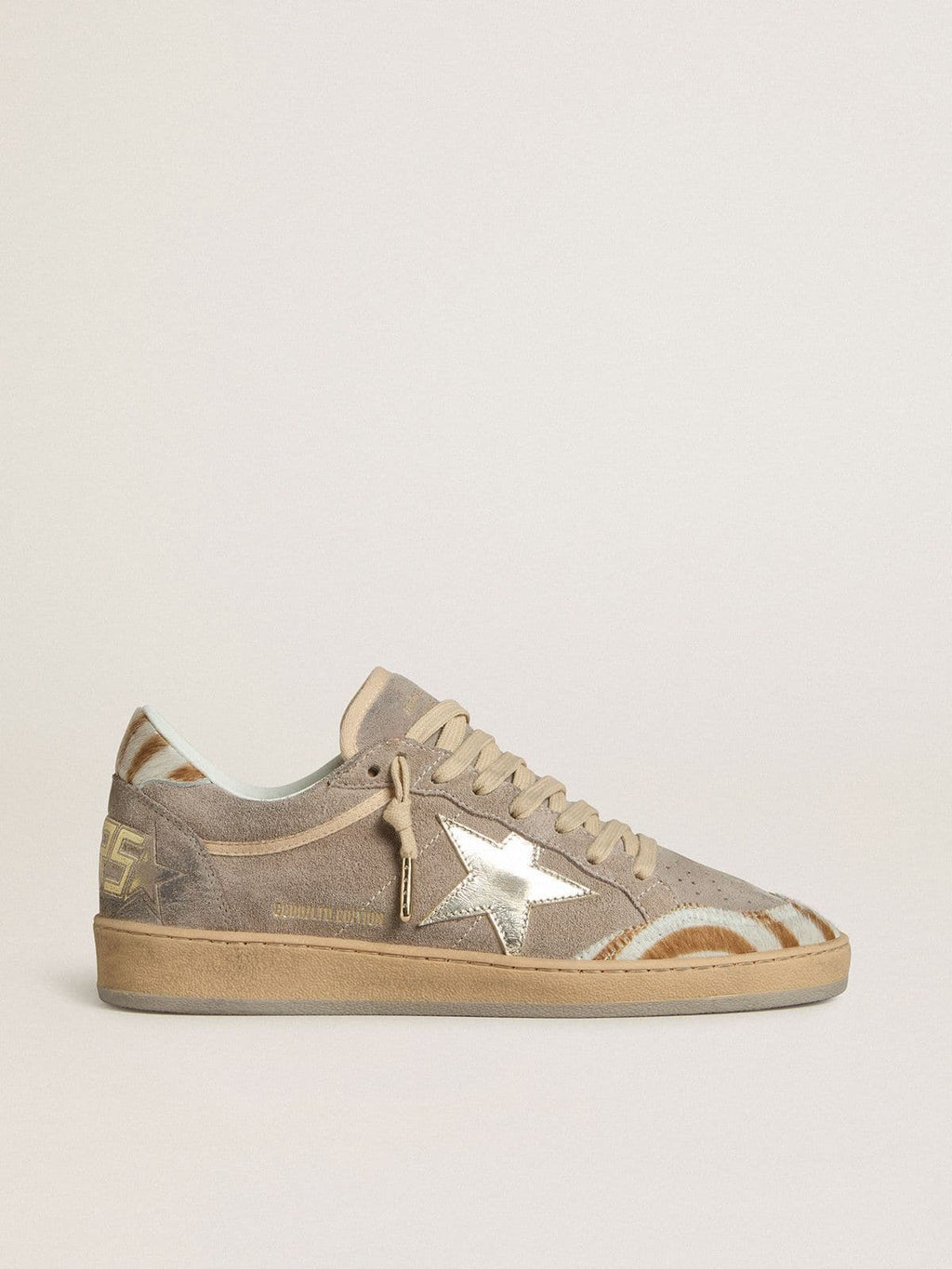 Golden Goose Ball Star Donna Ltd in Suede con Stella in Pelle Laminata e Talloncino in Cavallino Zebrato