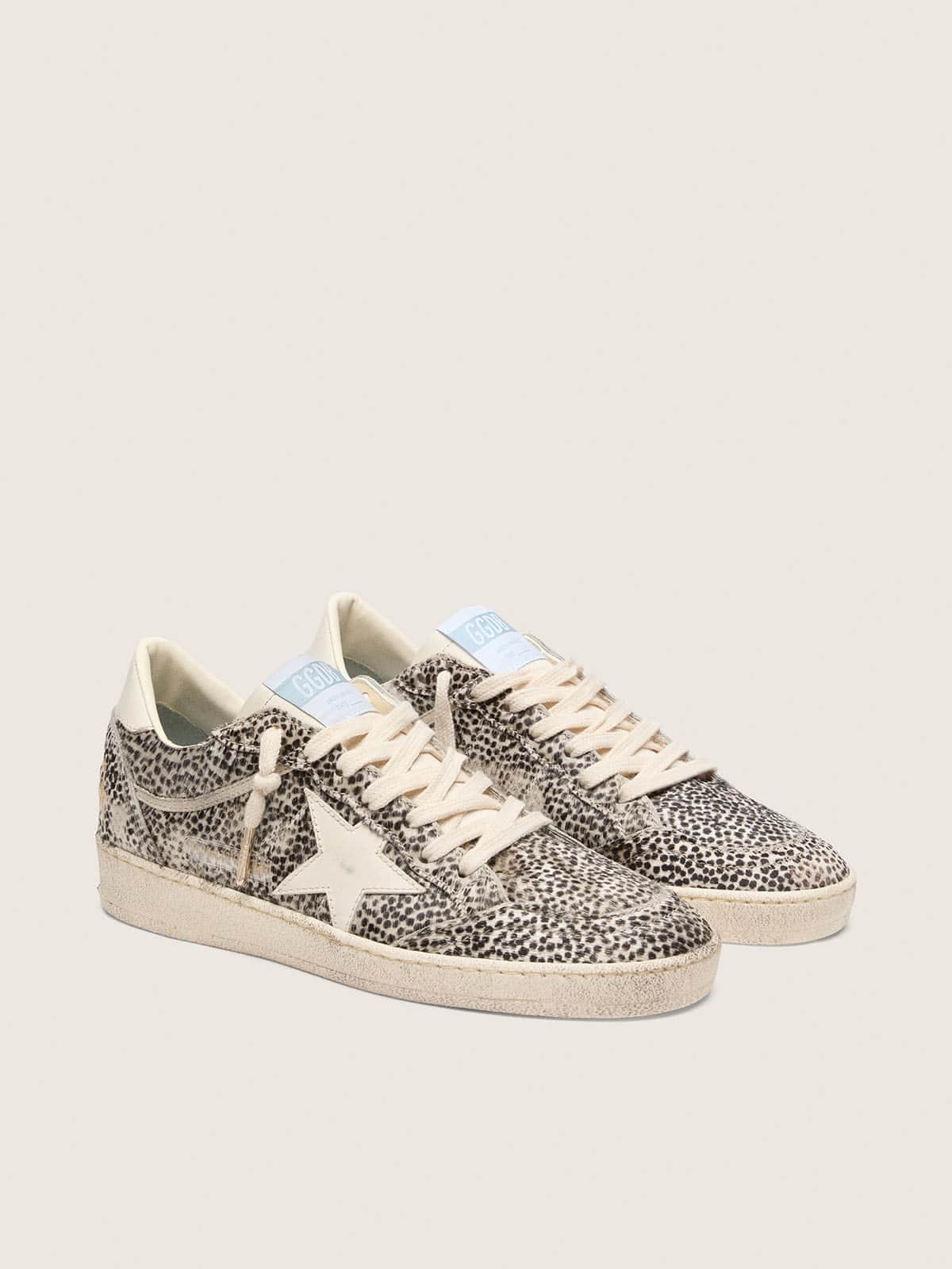 Golden Goose Ball Star Ltd Donna in Cavallino Leo con Stella in Pelle Color Crema