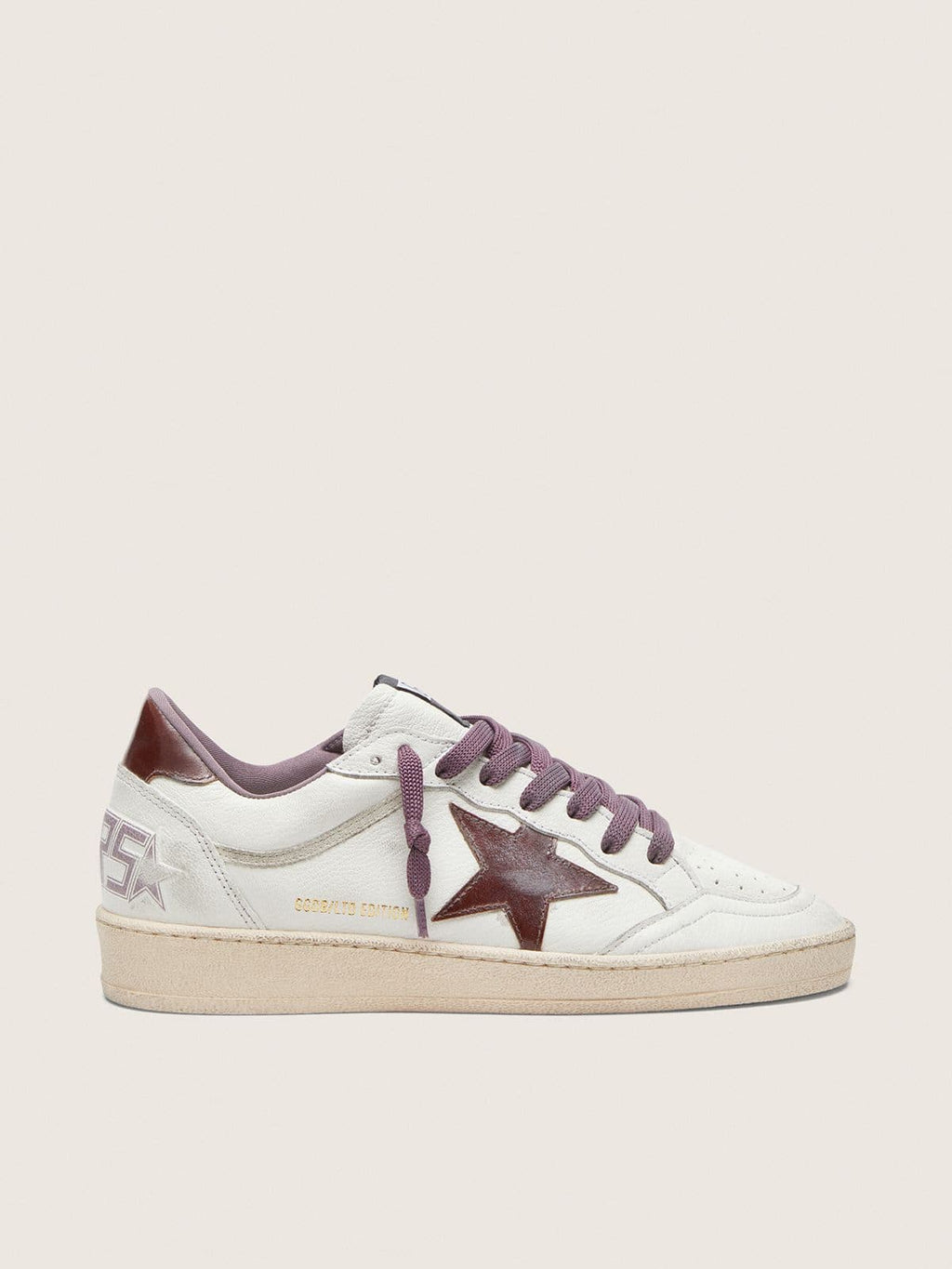 Golden Goose Ball Star Ltd Donna in Pelle Bianca con Stella in Pelle Burgundy