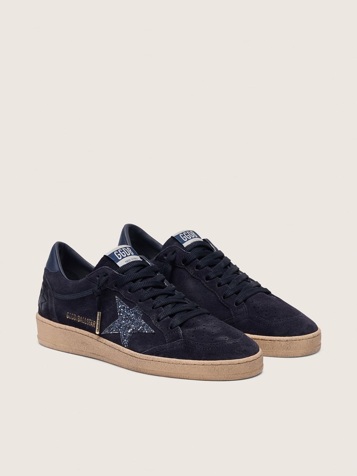 NUOVO ARRIVO - Golden Goose Ball Star Donna in suede blu scuro con stella glitter blu scuro