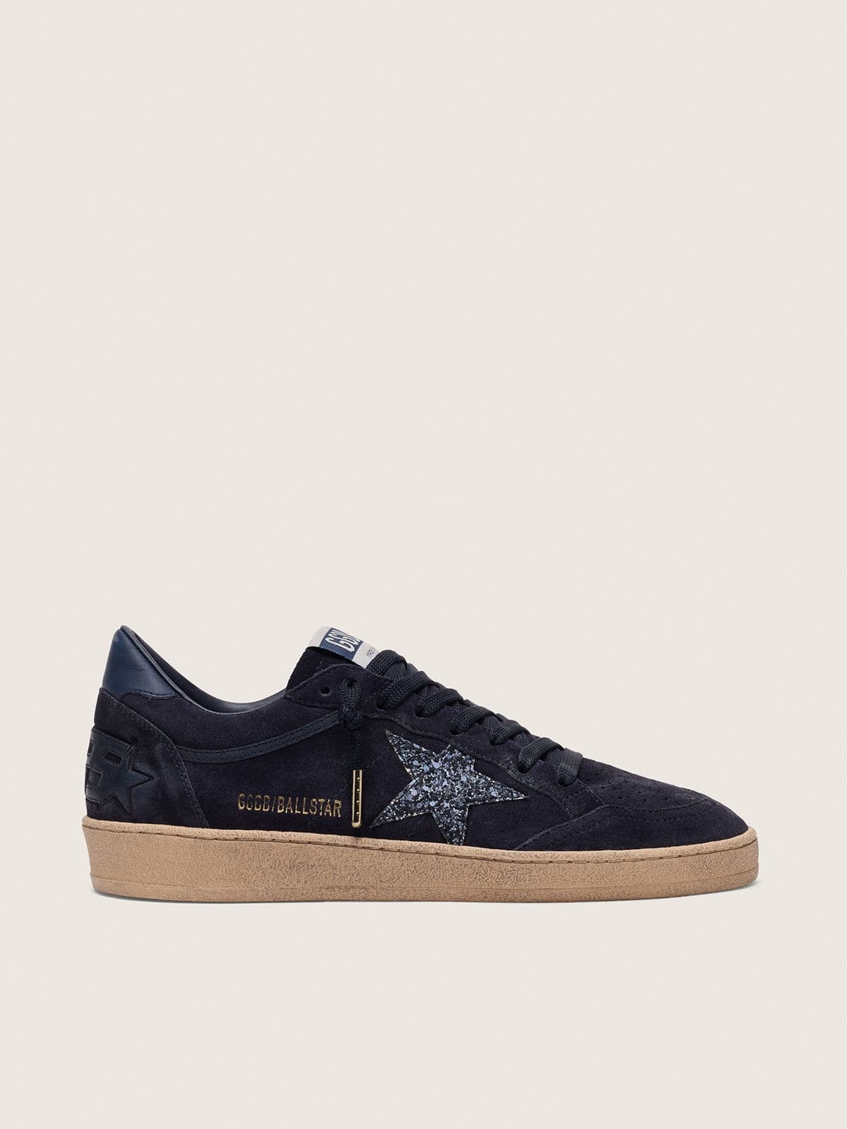 NUOVO ARRIVO - Golden Goose Ball Star Donna in suede blu scuro con stella glitter blu scuro