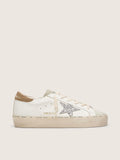 Golden Goose Hi Star Donna con Stella in Glitter Argento e Talloncino in Nabuk Tortora