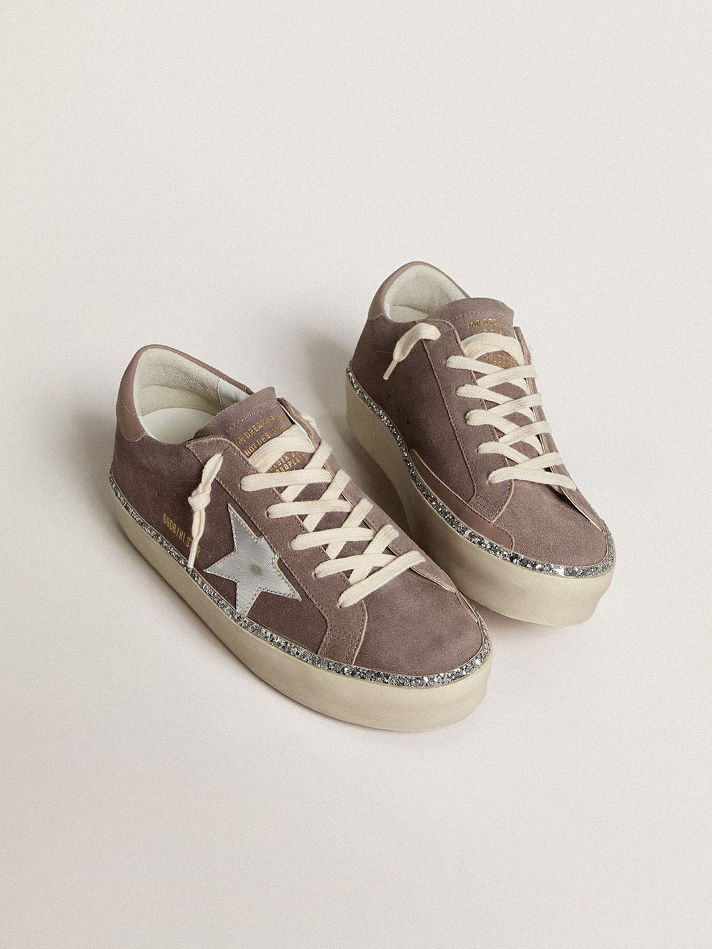 Golden Goose Hi Star Donna in Suede con Stella in Pelle Argento e Talloncino in Pelle