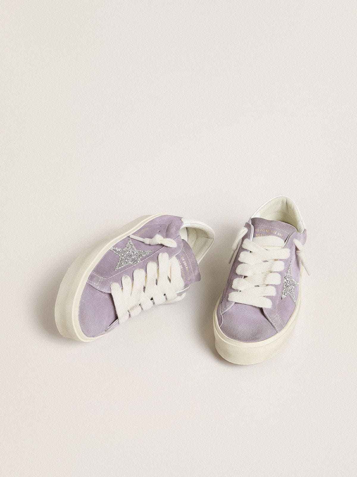 Golden Goose Hi Star Donna in Suede Viola con Stella Glitter Argento