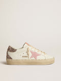 Golden Goose Hi Star in Pelle Bianca con Stella in Suede Rosa e Talloncino in Glitter Rosa