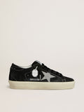 Golden Goose Hi Star Donna in Suede Nero con Stella in Cristalli Swarovski Color Argento