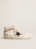 Golden Goose Mid Star  in Nappa con Stella in Glitter e Virgola in Pelle Nude