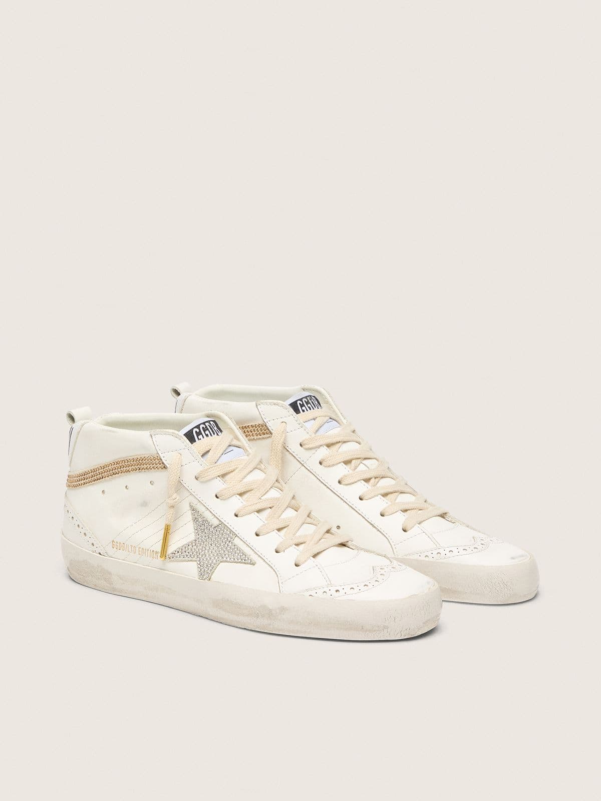 Golden Goose Mid Star  con Stella e Virgola in Suede con Cristalli Swarovski