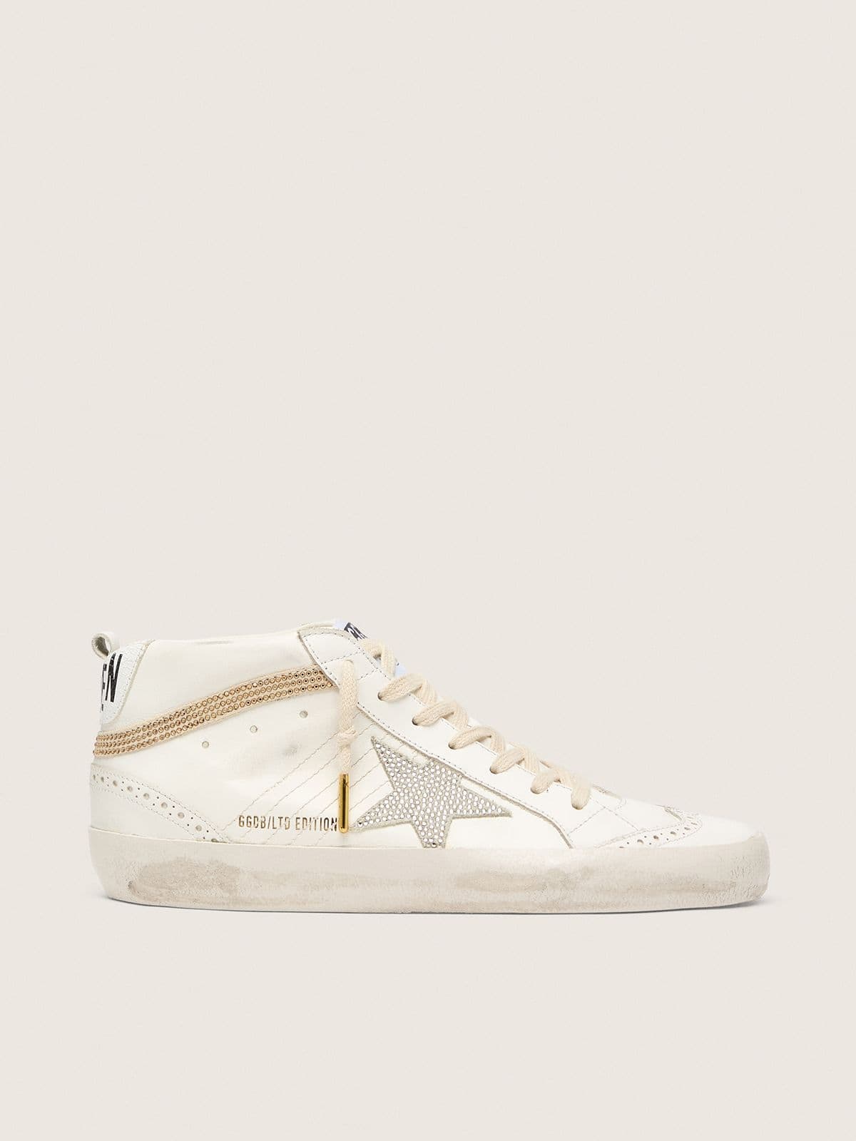 Golden Goose Mid Star  con Stella e Virgola in Suede con Cristalli Swarovski
