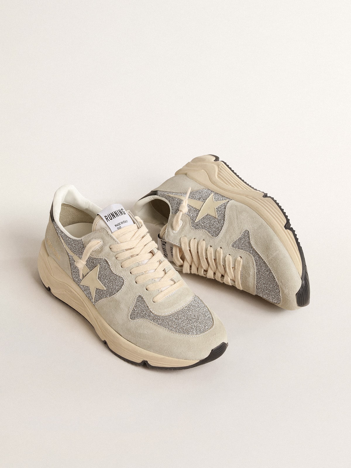Golden Goose Running Sole Donna Impreziosita da Cristalli Swarovski e Stella Avorio