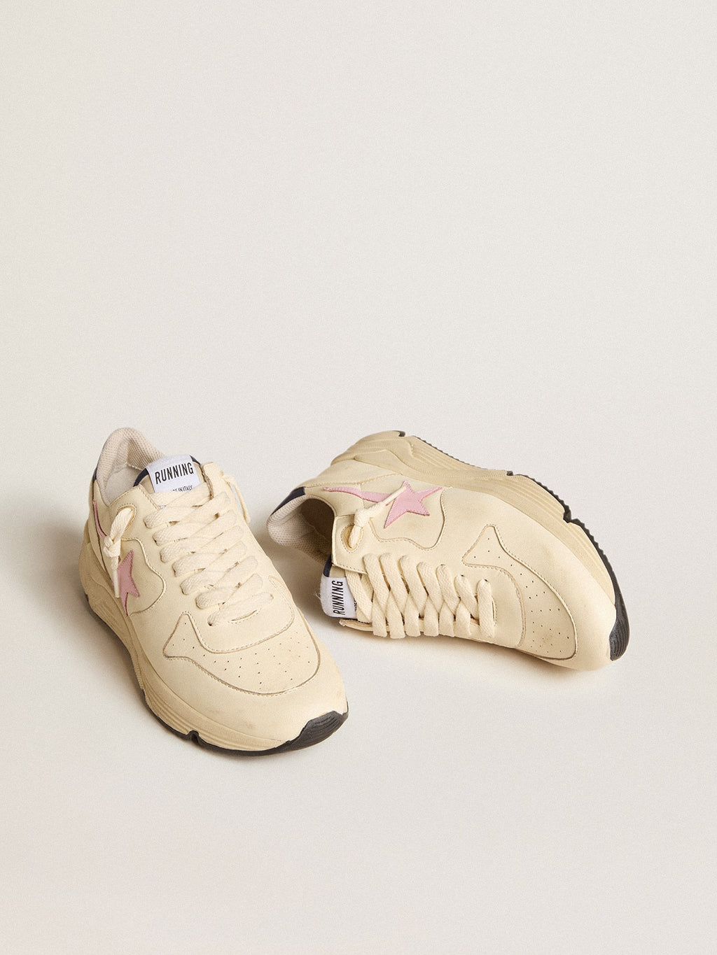 Golden Goose Running Sole Donna in Nappa con Stella in Pelle Rosa e Talloncino in Pelle Blu