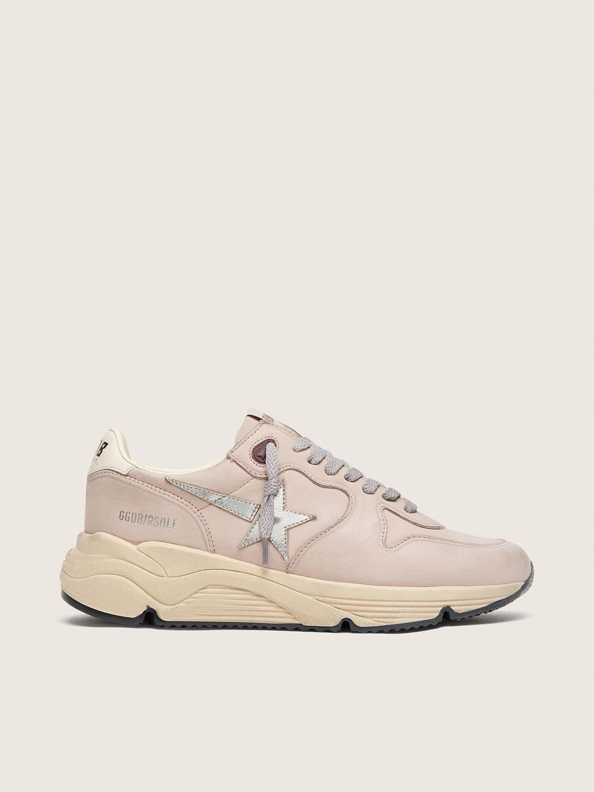 Golden Goose Running Sole Donna in Pelle Rosa Cipria con Stella Argento