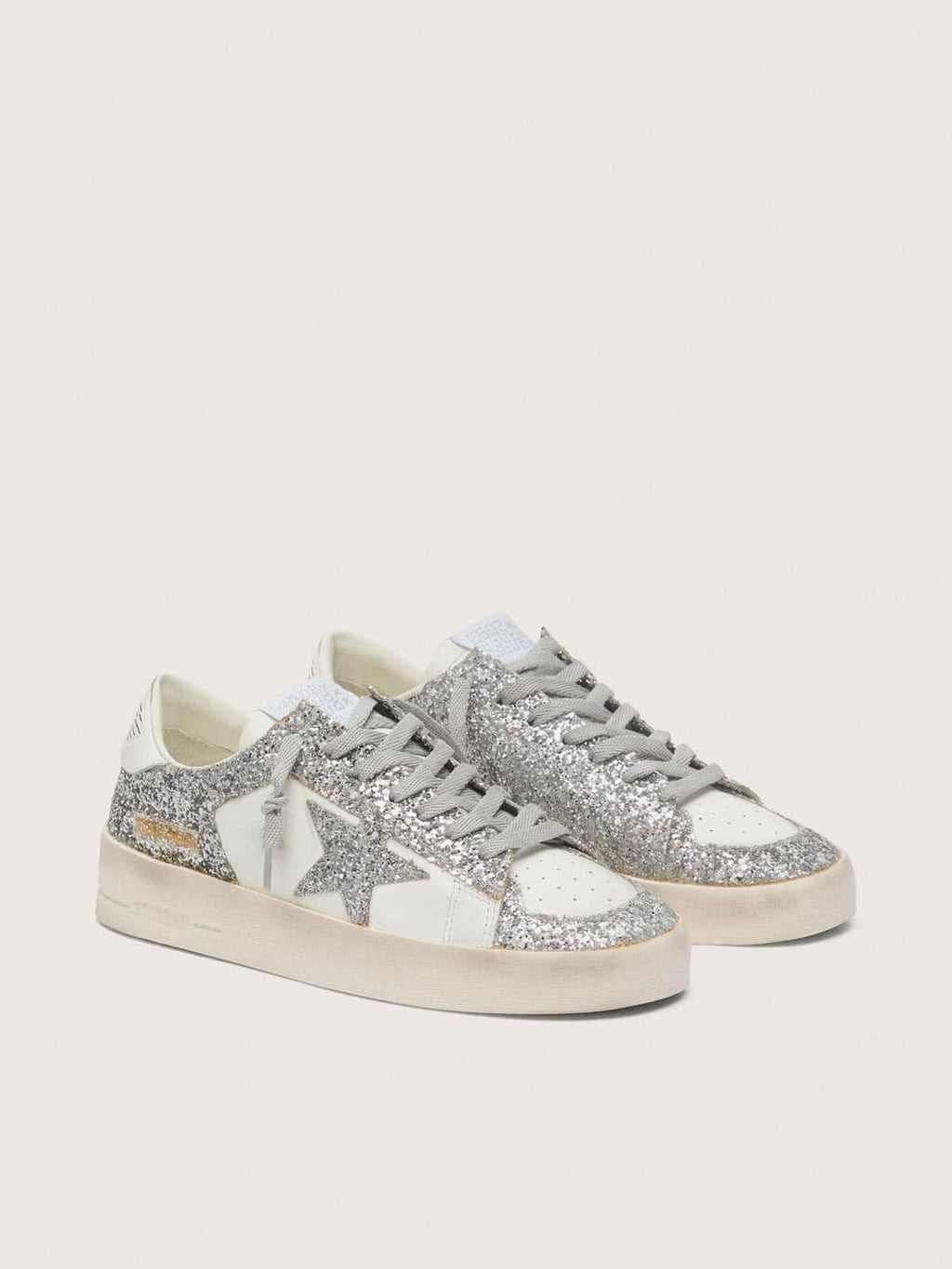 Golden Goose Stardan Donna in Pelle Bianca e Glitter