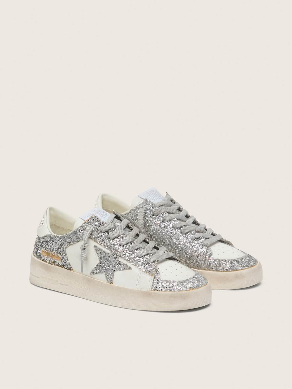 Golden Goose Stardan Donna in Pelle Bianca e Glitter