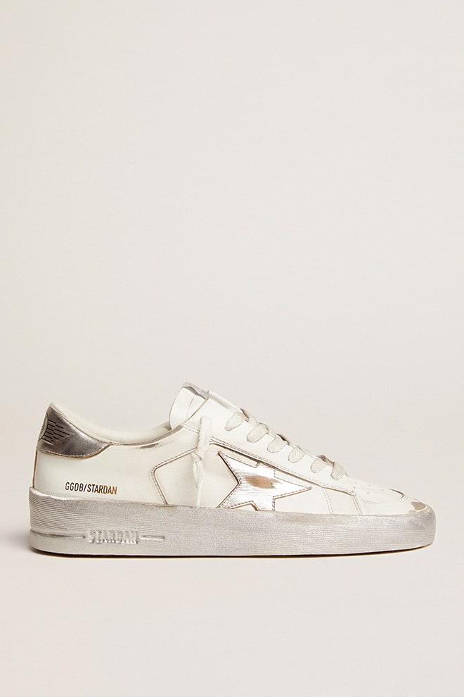 Golden Goose Stardan con Stella e Talloncino in Pelle Laminata Argento
