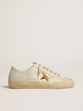 Golden Goose V Star in Pelle Bianca con Stella in Pelle Laminata Dorata