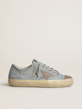 Golden Goose V Star Donna in Canvas Azzurro con Stella in Pelle Color Tortora
