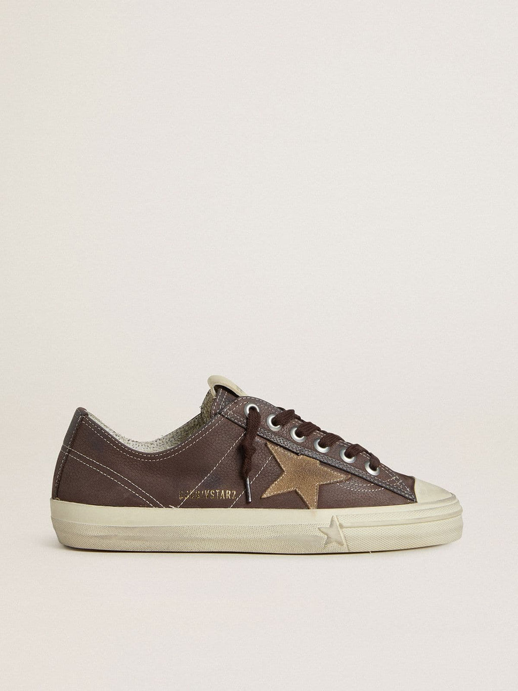 Golden Goose V Star Donna in Nabuk Marrone con Stella in Suede Color Tabacco