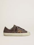 Golden Goose V Star Donna in Nabuk Marrone con Stella in Suede Color Tabacco