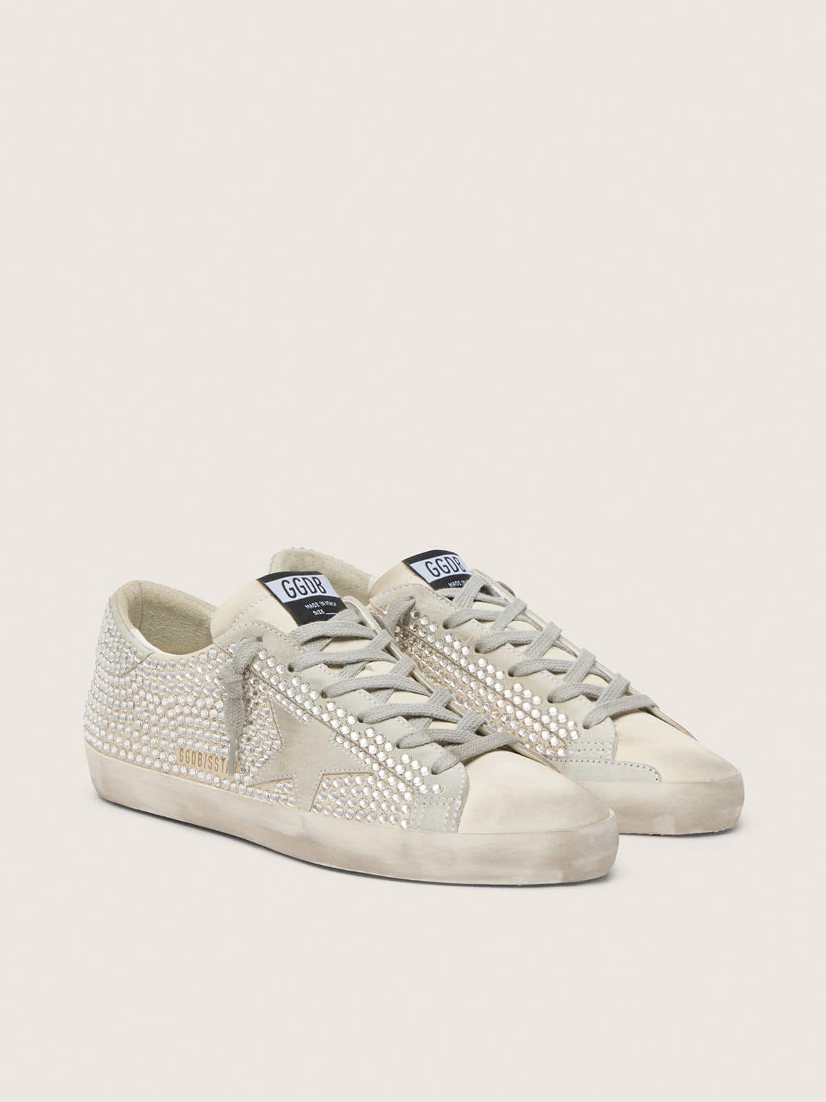 Golden Goose Super-Star in Nabuk con Cristalli Swarovski e Stella in Suede Ghiaccio